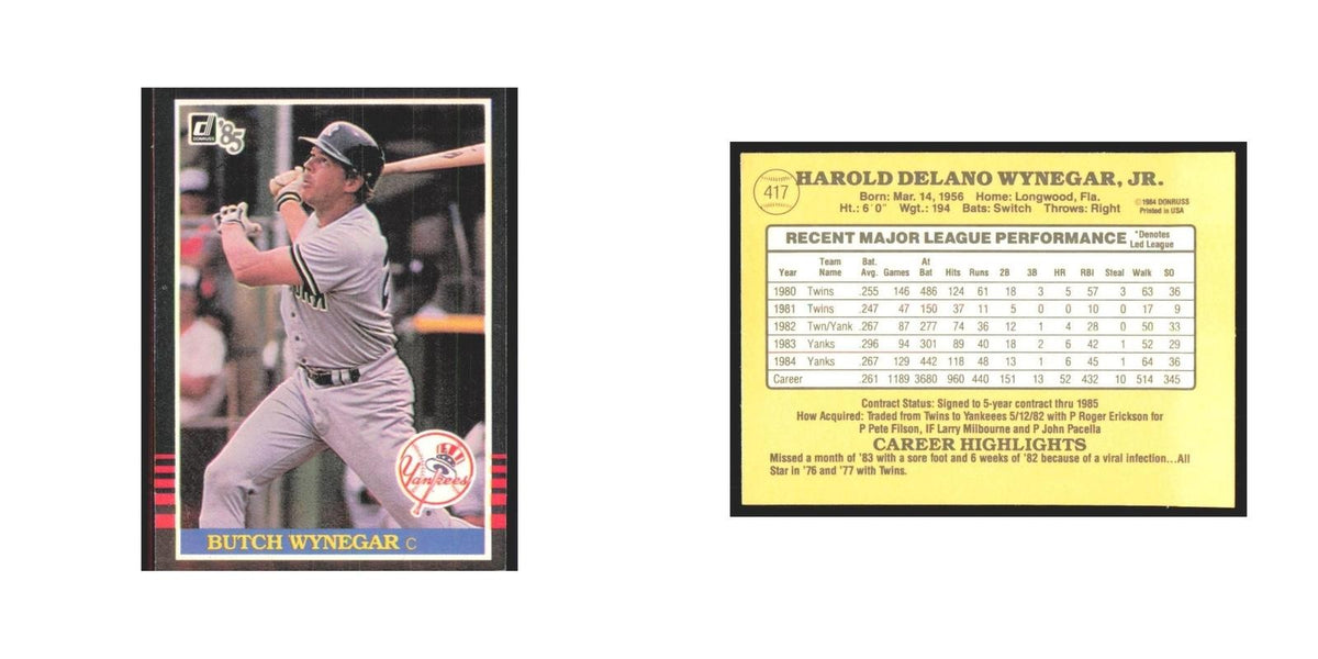 1985 Donruss Butch Wynegar Yankees #417
