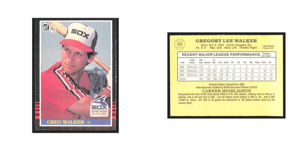 1985 Donruss Greg Walker White Sox #366
