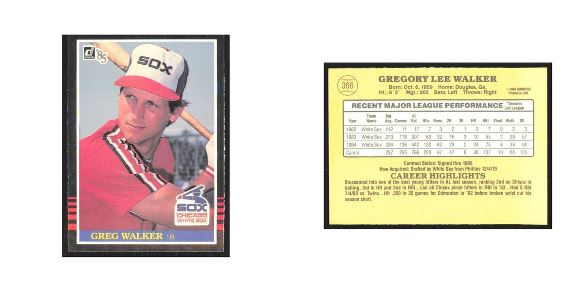 1985 Donruss Greg Walker White Sox #366