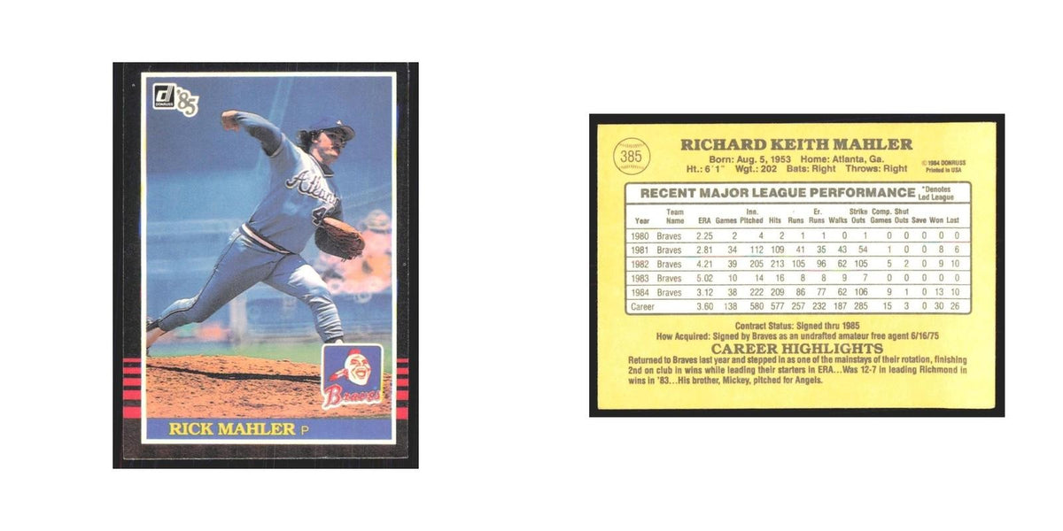 1985 Donruss Rick Mahler Braves #385