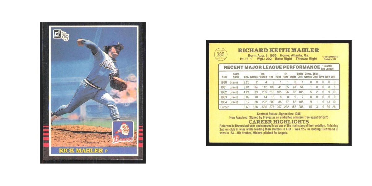 1985 Donruss Rick Mahler Braves #385