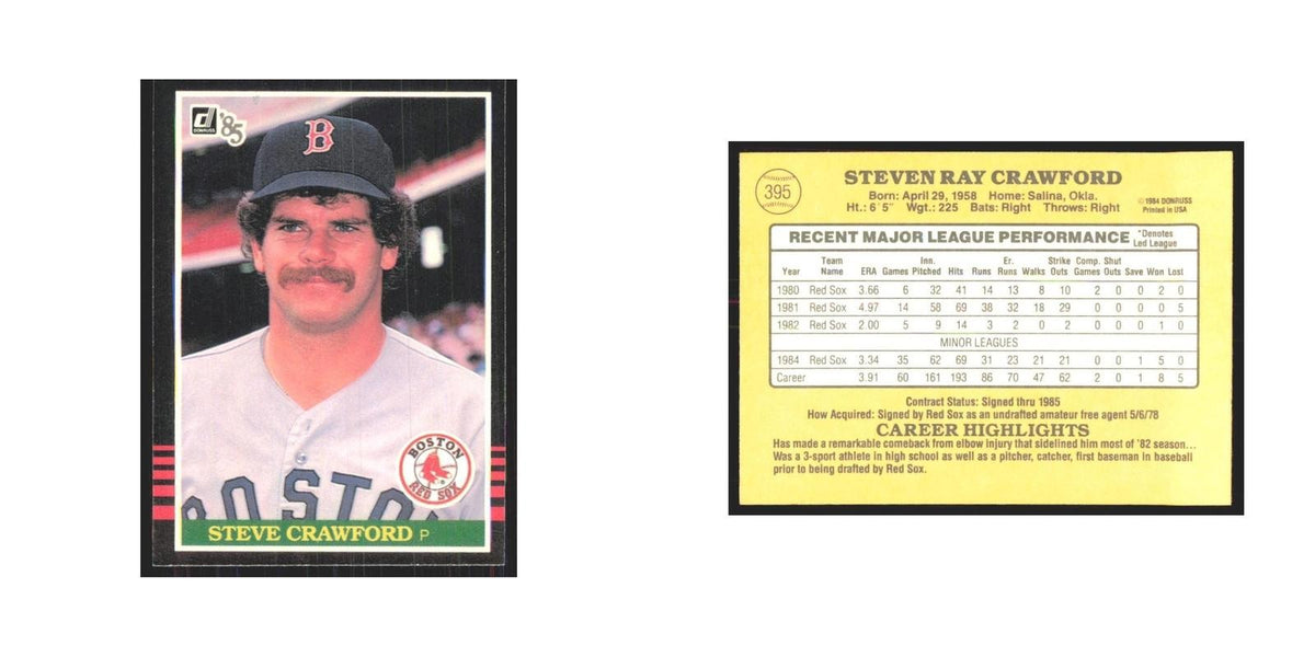 1985 Donruss Steve Crawford Red Sox #395