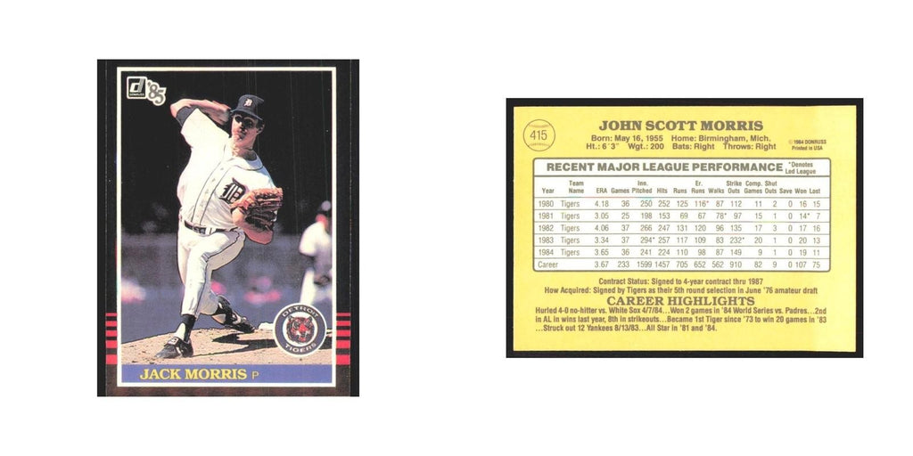 1985 Donruss Jack Morris Tigers #415