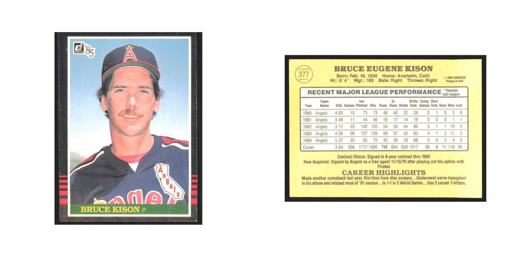 1985 Donruss Bruce Kison Angels #377