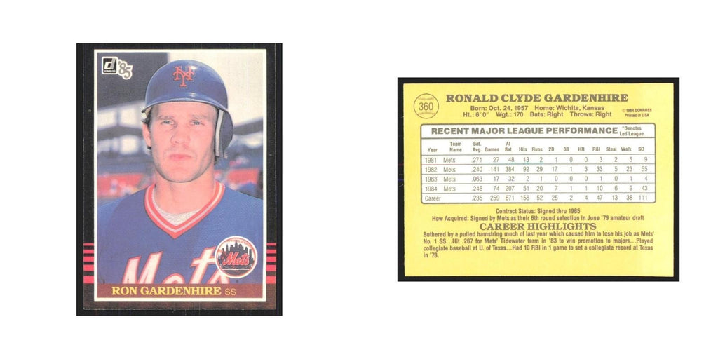 1985 Donruss Ron Gardenhire Mets #360