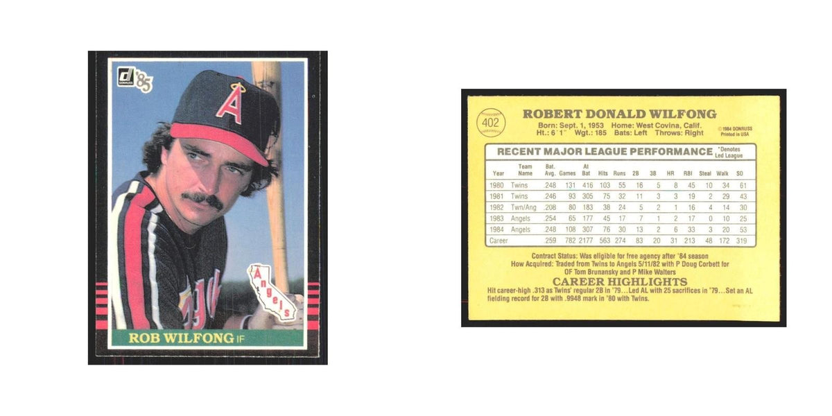 1985 Donruss Rob Wilfong Angels #402