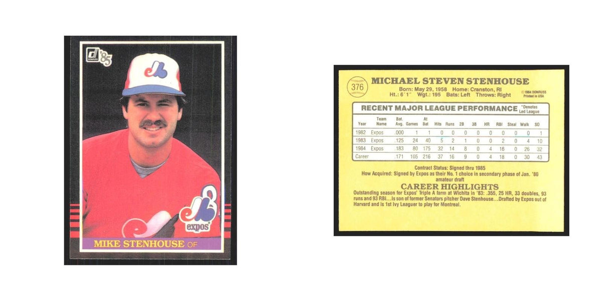 1985 Donruss Mike Stenhouse Montreal Expos #376