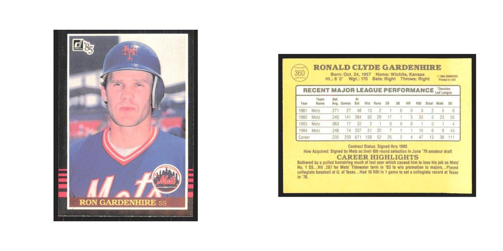 1985 Donruss Ron Gardenhire Mets #360