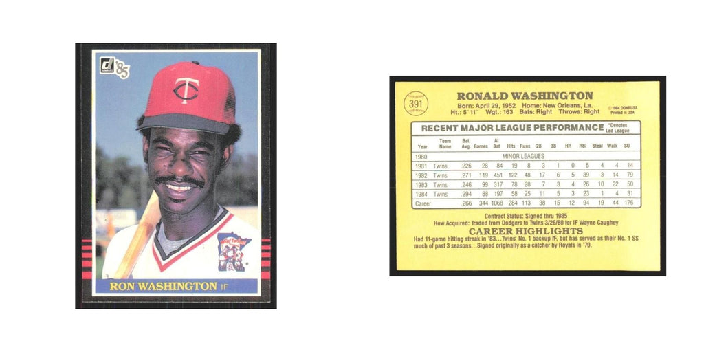 1985 Donruss Ron Washington Twins #391