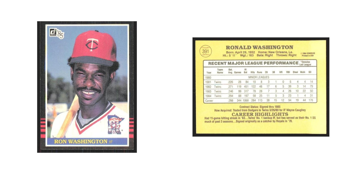 1985 Donruss Ron Washington Twins #391