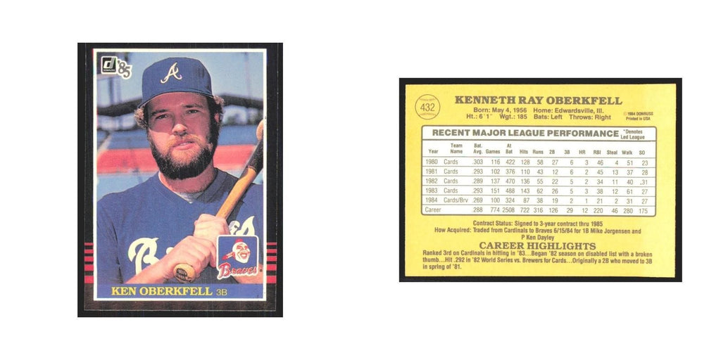 1985 Donruss Ken Oberkfell Braves #432