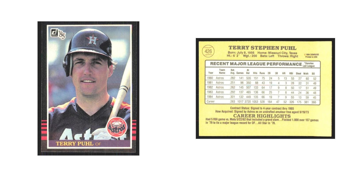 1985 Donruss Terry Puhl Astros #426