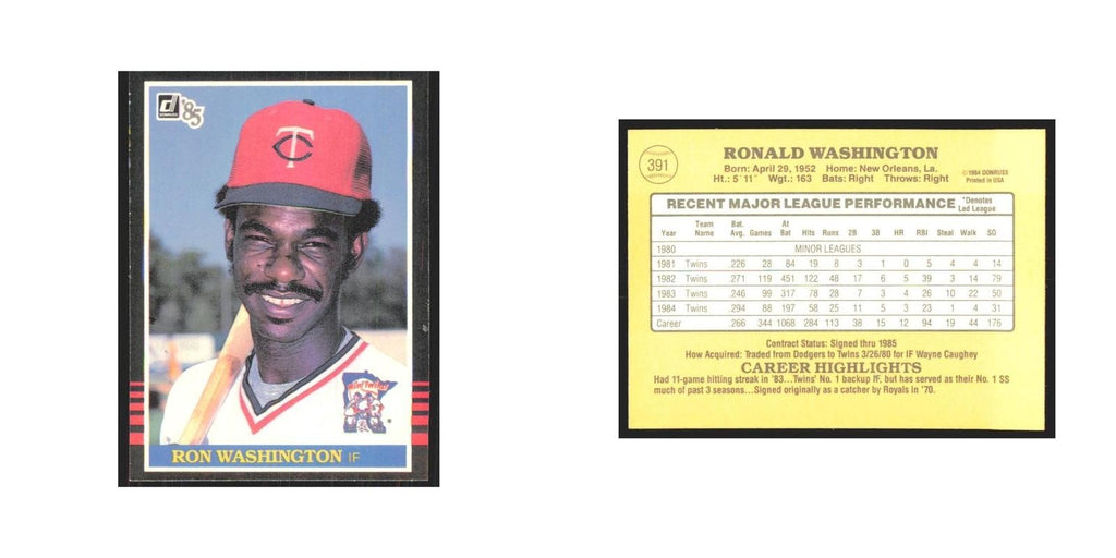 1985 Donruss Ron Washington Twins #391