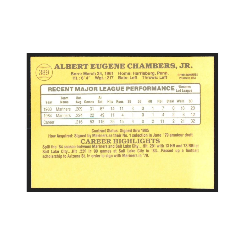 1985 Donruss Al Chambers Mariners #389