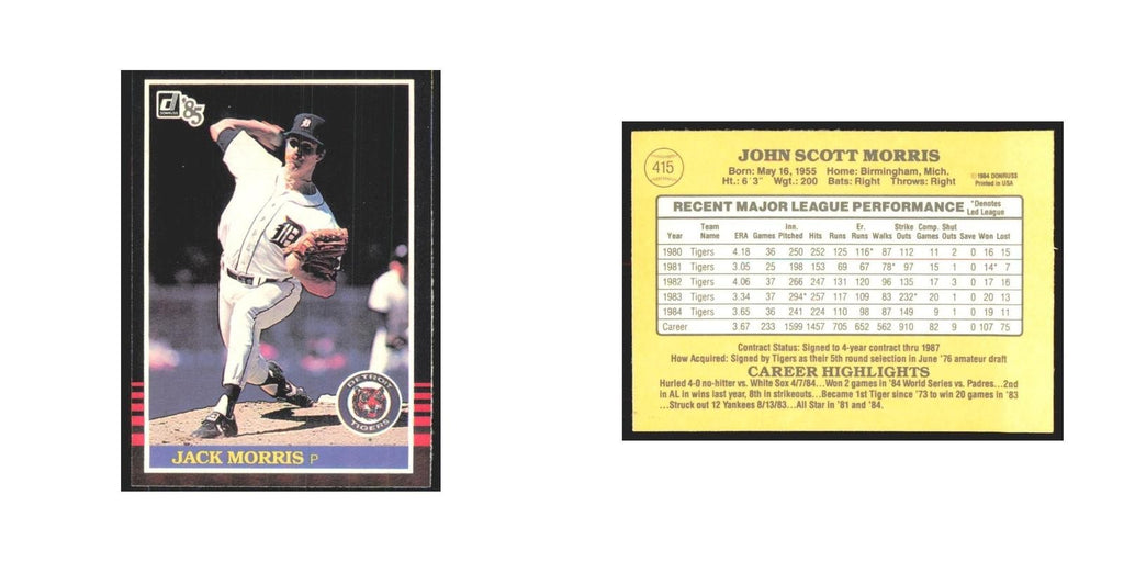 1985 Donruss Jack Morris Tigers #415