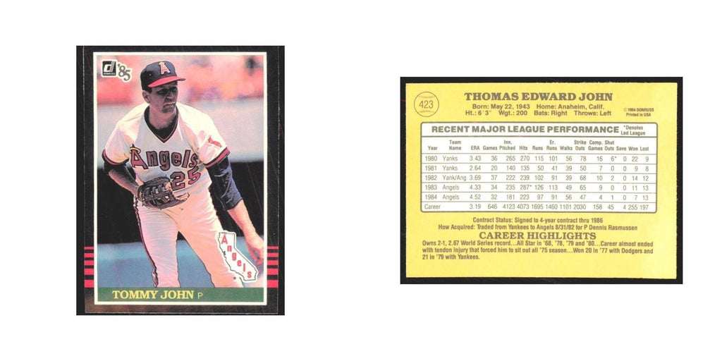 1985 Donruss Tommy John Angels #423