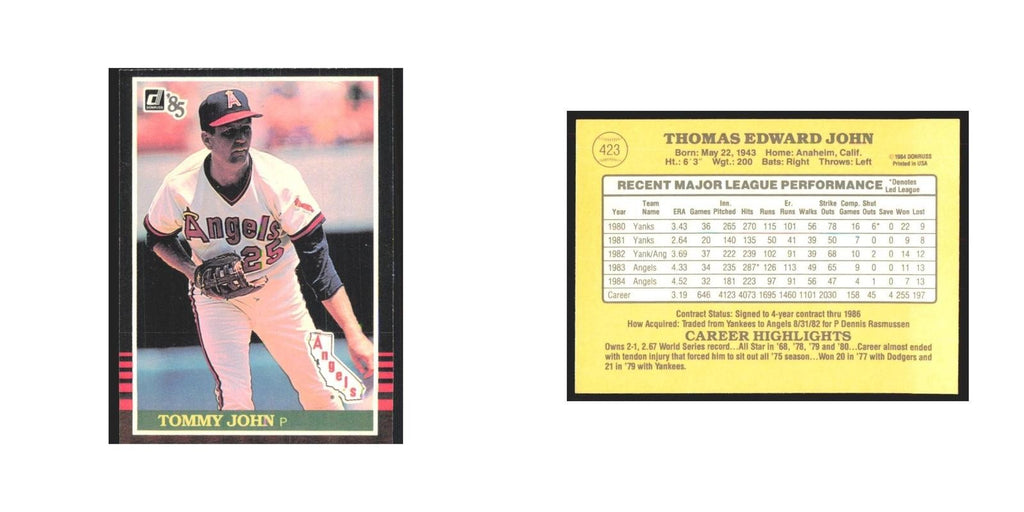 1985 Donruss Tommy John Angels #423