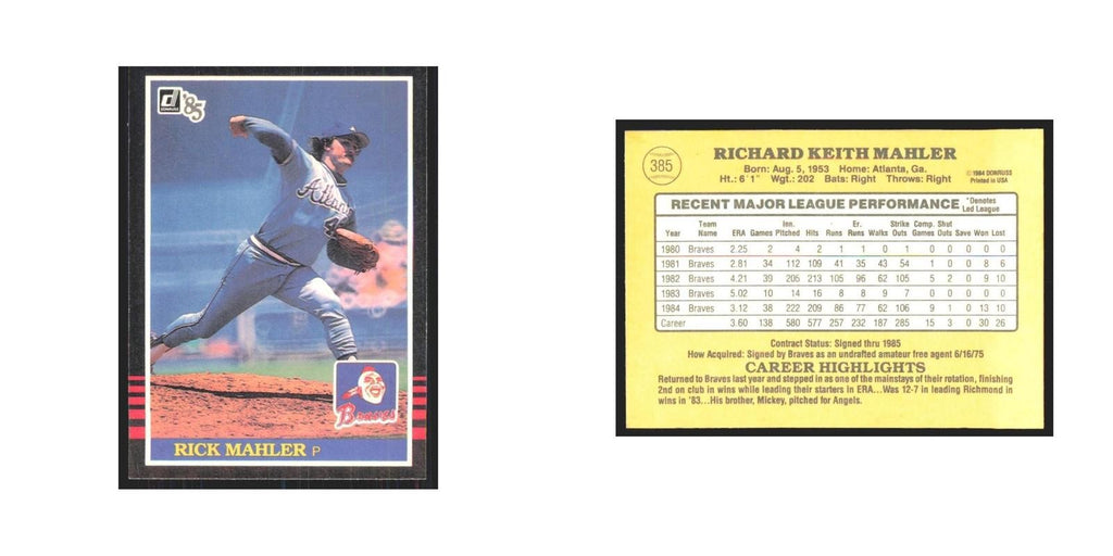 1985 Donruss Rick Mahler Braves #385