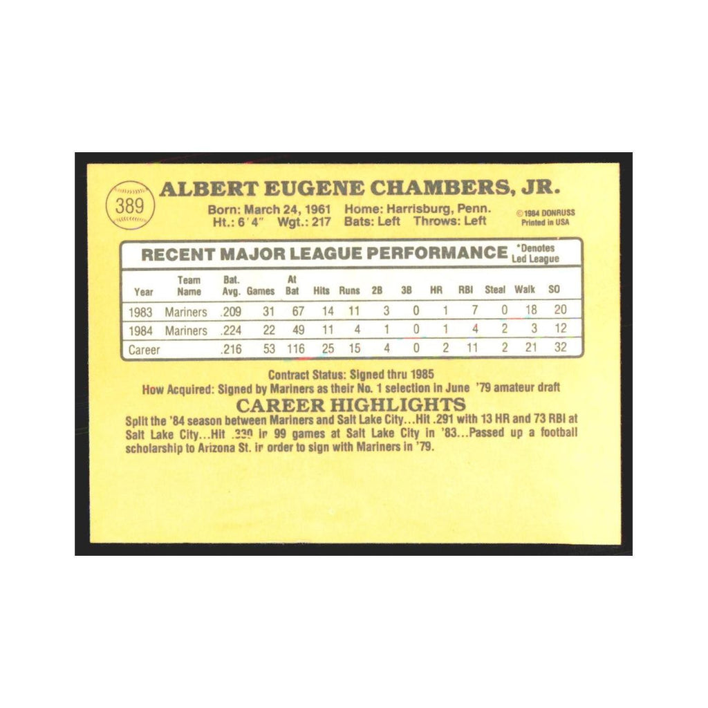 1985 Donruss Al Chambers Mariners #389