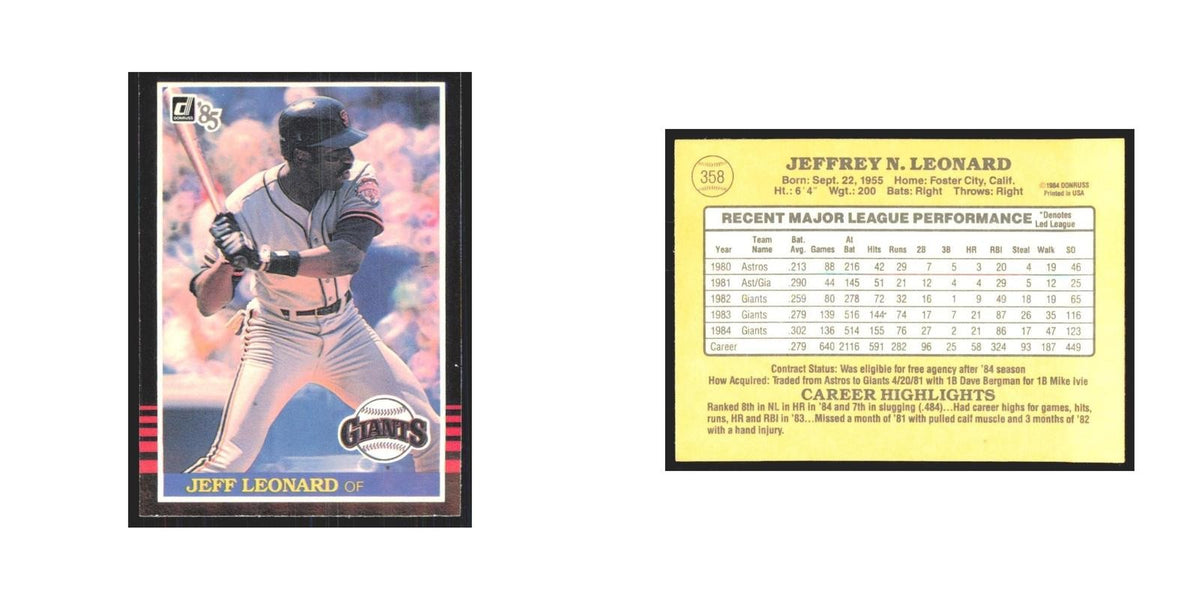 1985 Donruss Jeff Leonard Giants #358