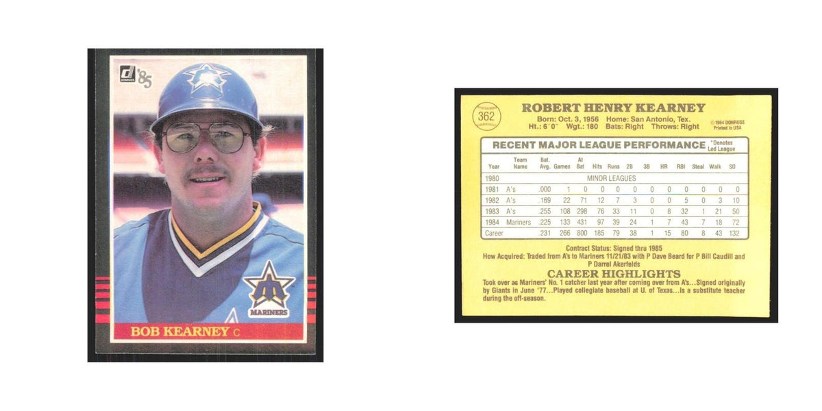 1985 Donruss Bob Kearney Mariners #362