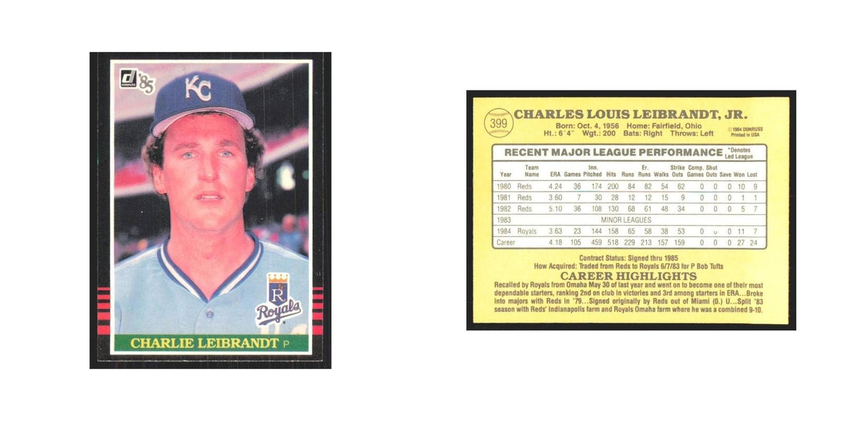 1985 Donruss Charlie Leibrandt Royals #399
