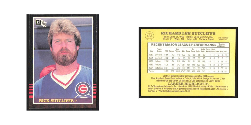 1985 Donruss Rick Sutcliffe Cubs #433