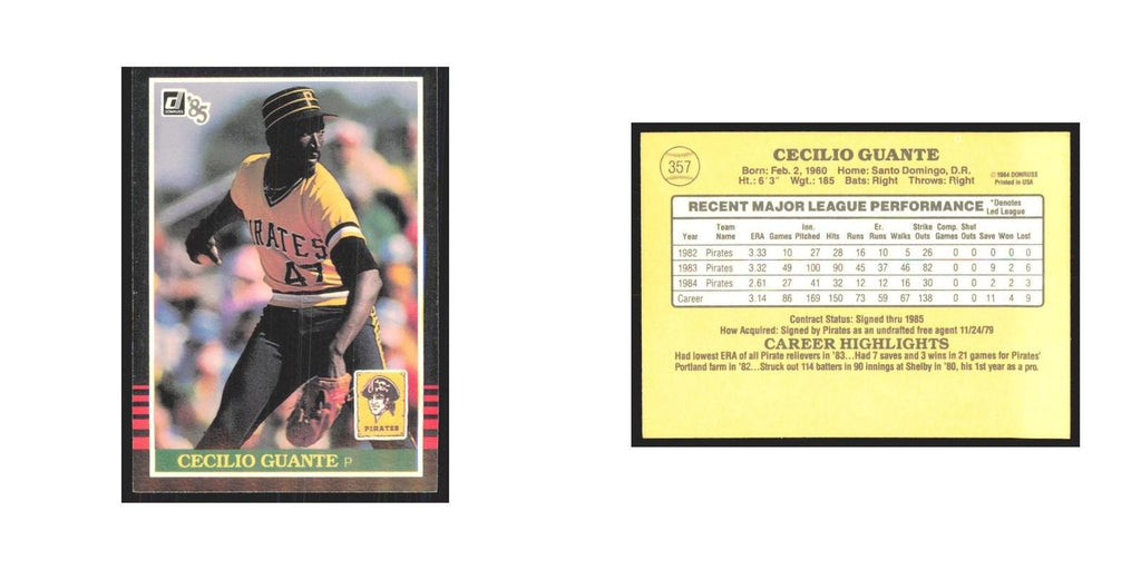 1985 Donruss Cecilio Guante Pirates #357
