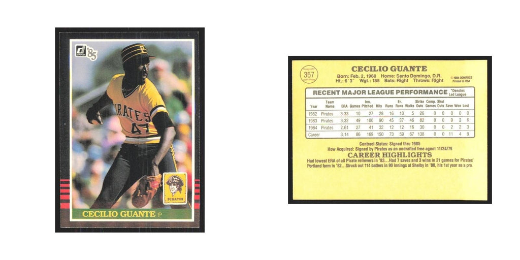 1985 Donruss Cecilio Guante Pirates #357