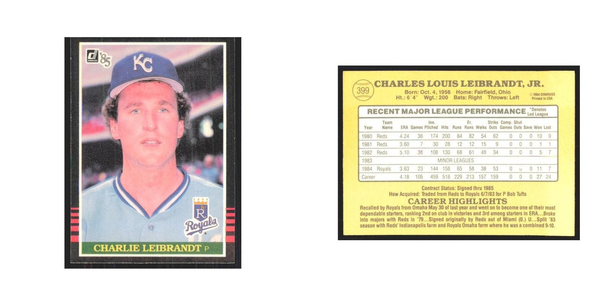1985 Donruss Charlie Leibrandt Royals #399