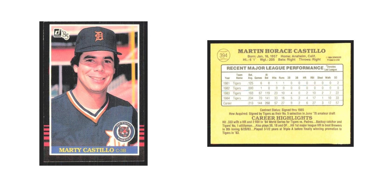 1985 Donruss Marty Castillo Tigers #394