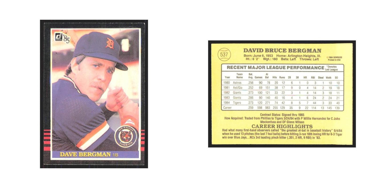 1985 Donruss Dave Bergman Tigers #537