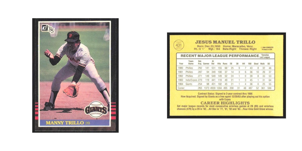 1985 Donruss Manny Trillo Giants #431