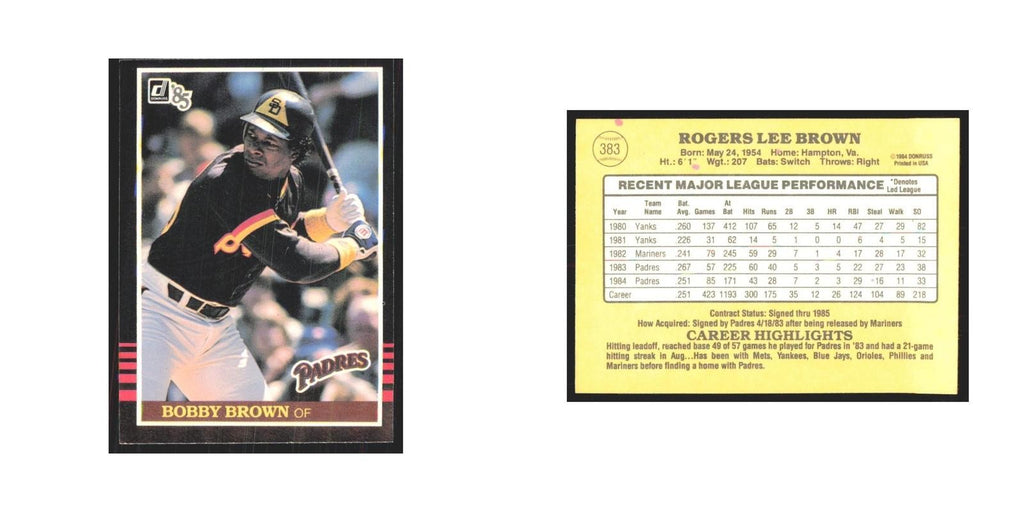 1985 Donruss Bobby Brown Padres #383
