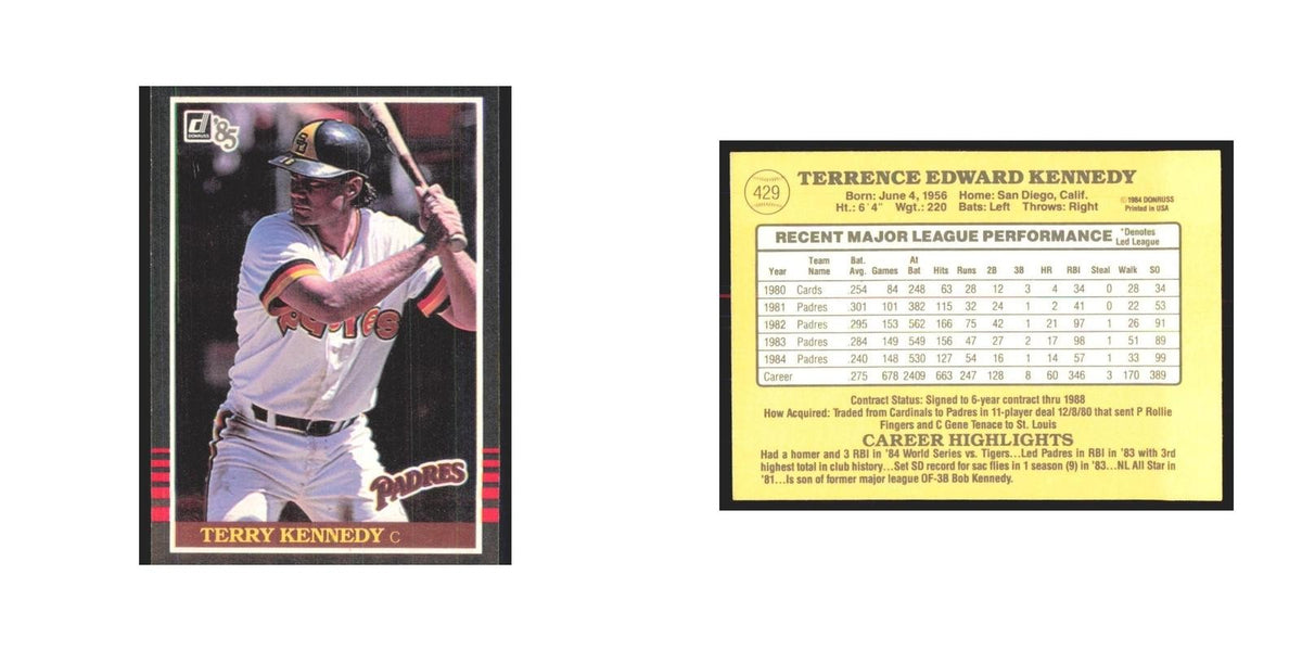 1985 Donruss Terry Kennedy Padres #429