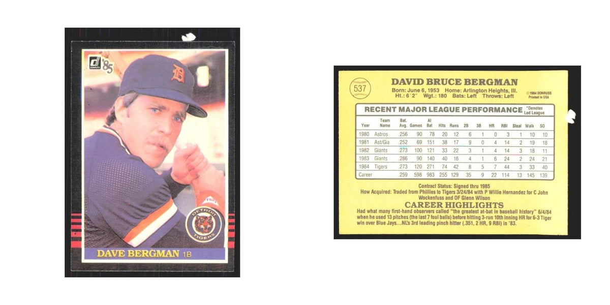 1985 Donruss Dave Bergman Tigers #537