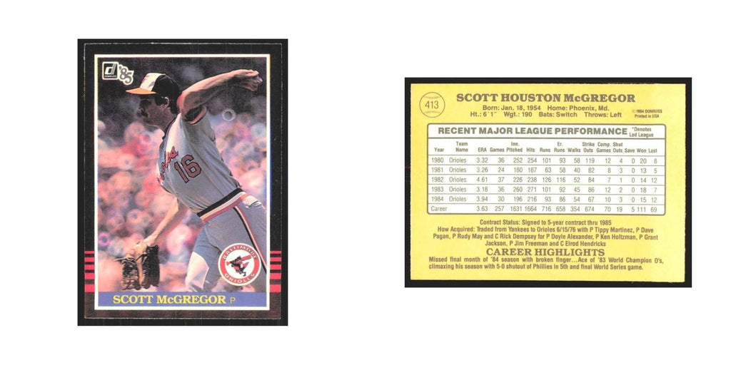1985 Donruss Scott McGregor Orioles #413