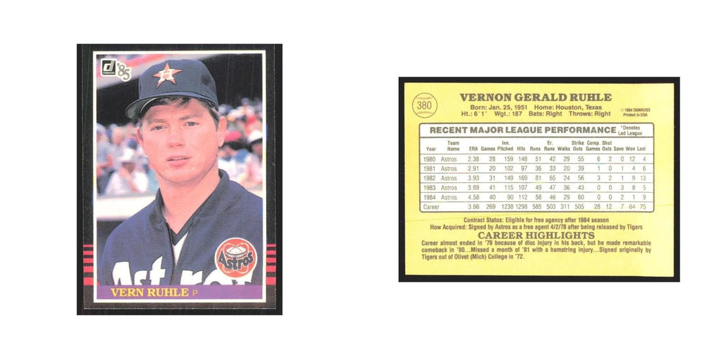1985 Donruss Vern Ruhle Astros #380