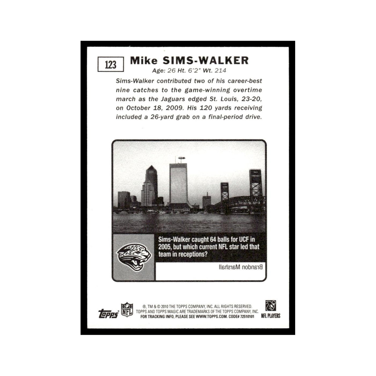 2010 Topps Magic Mike Sims-Walker Jaguars #123