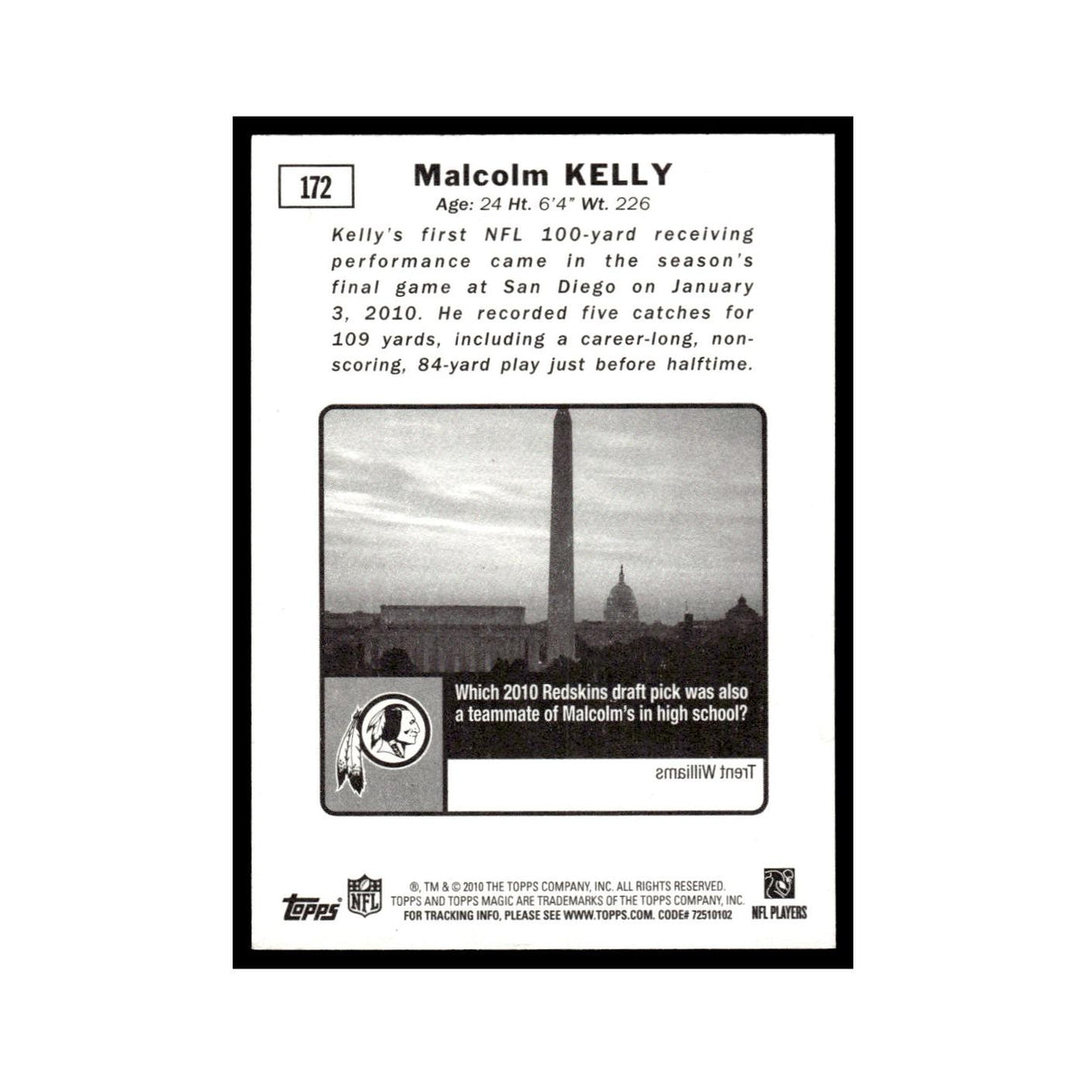 2010 Topps Magic Malcolm Kelly Redskins #172
