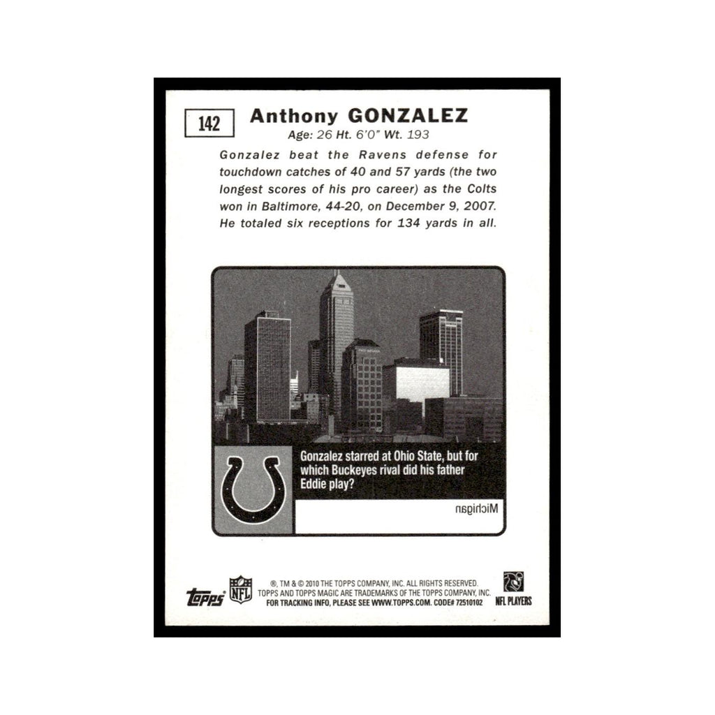 2010 Topps Magic Anthony Gonzalez Colts #142