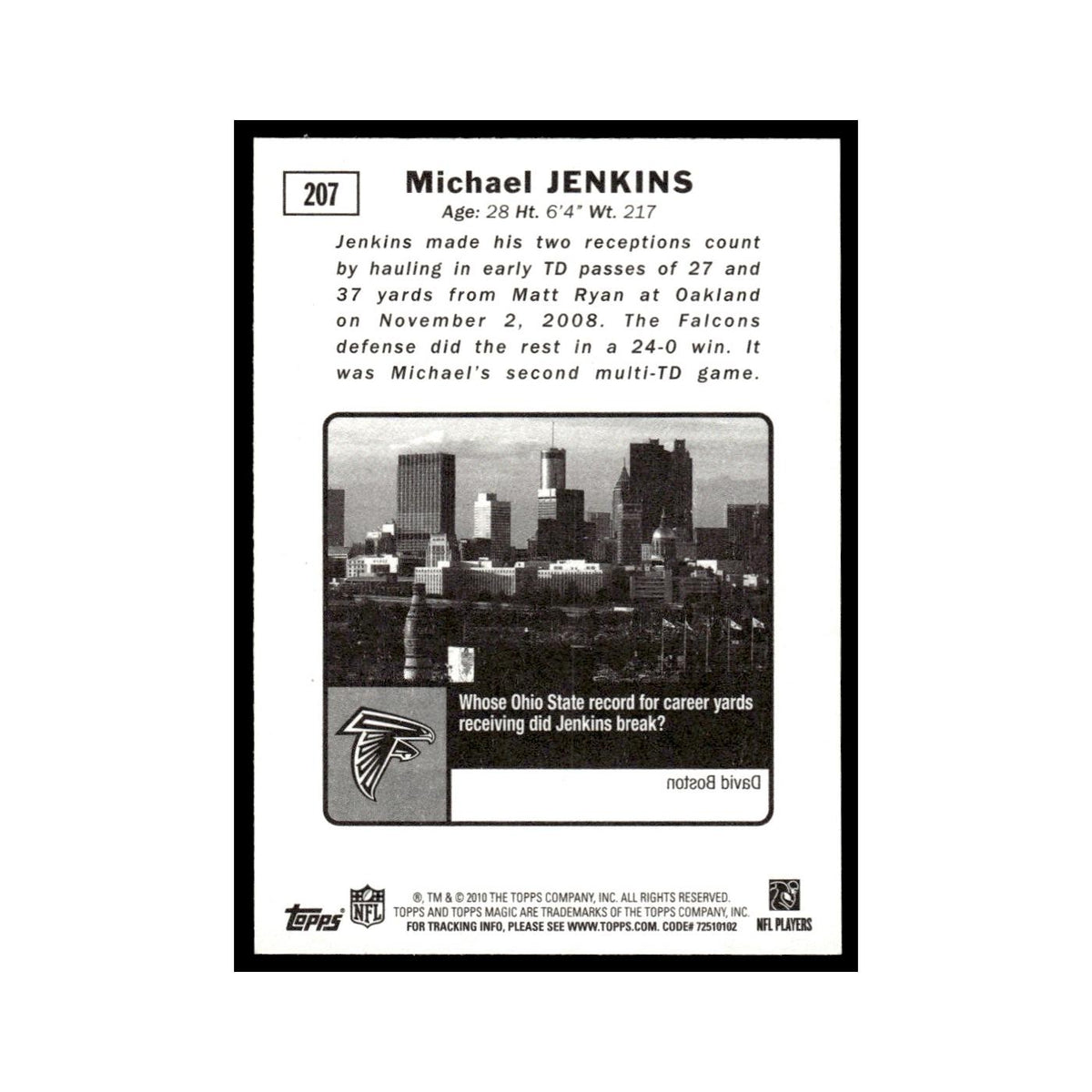 2010 Topps Magic Michael Jenkins Falcons #207