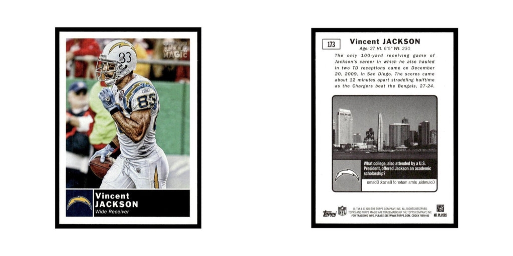 2010 Topps Magic Vincent Jackson San Diego Chargers #173
