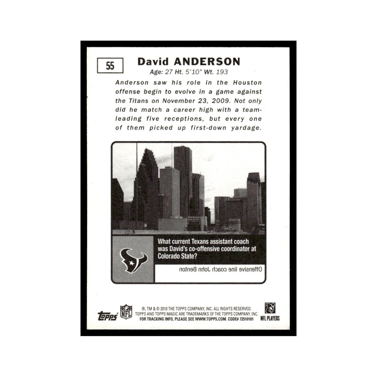 2010 Topps Magic David Anderson Texans #55