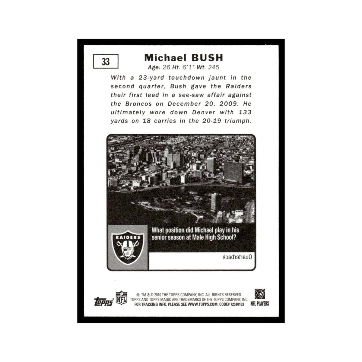 2010 Topps Magic Michael Bush Raiders #33