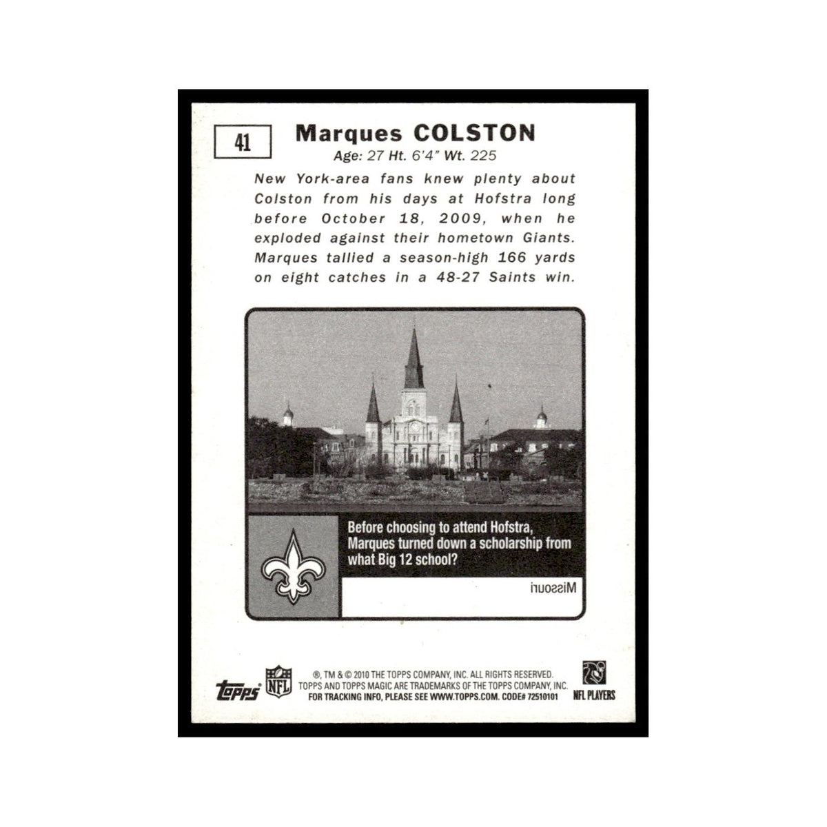 2010 Topps Magic Marques Colston Saints #41