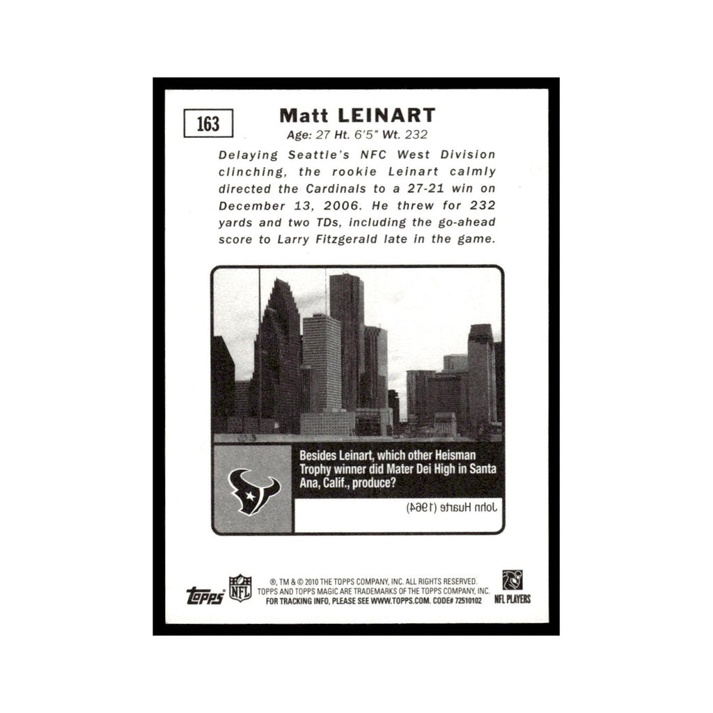 2010 Topps Magic Matt Leinart Texans #163