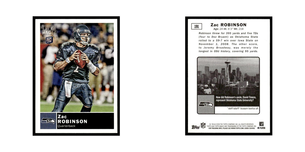 2010 Topps Magic Zac Robinson RC Seahawks #191