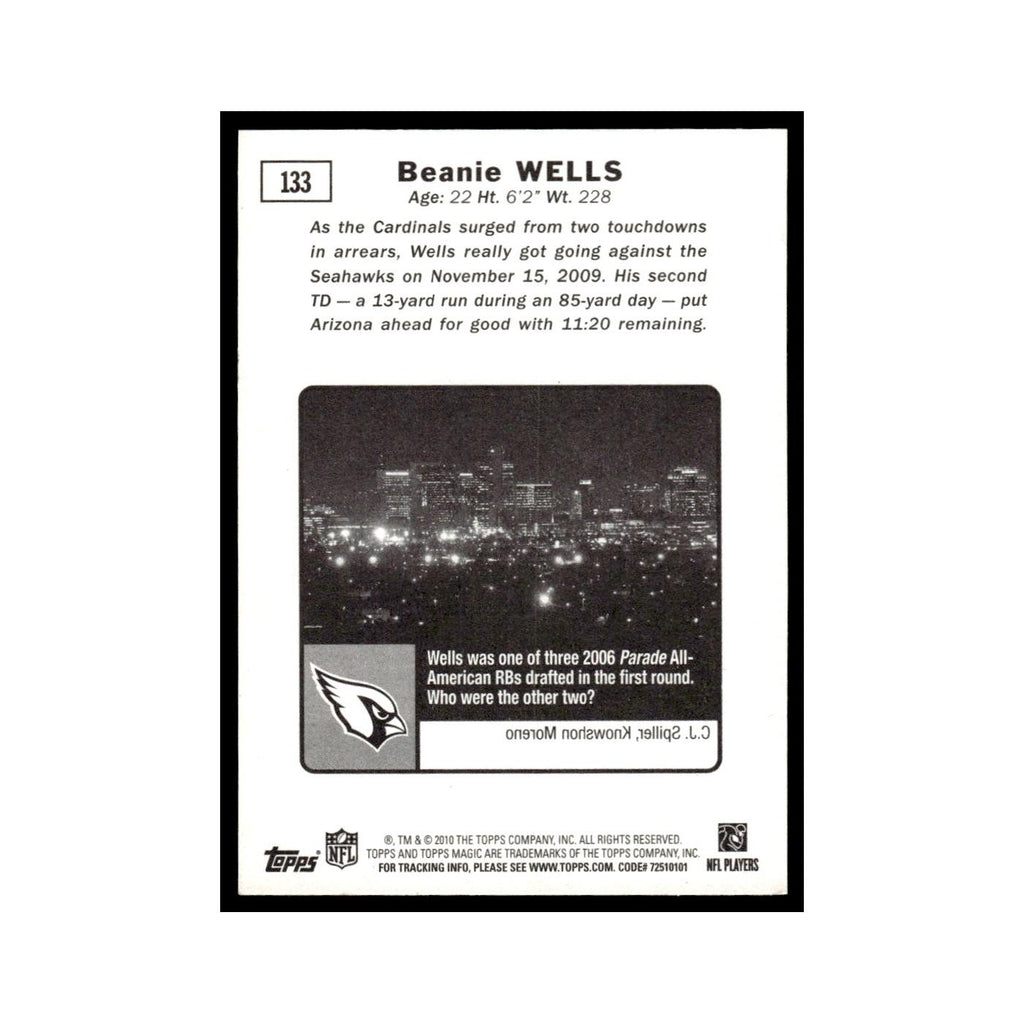 2010 Topps Magic Beanie Wells Cardinals #133