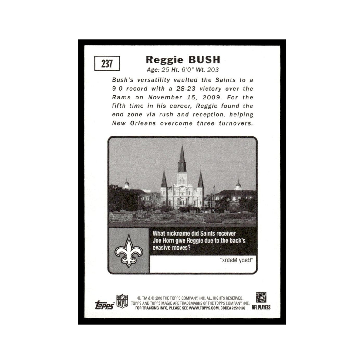 2010 Topps Magic Reggie Bush Saints #237